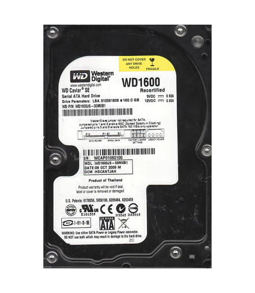 WD1600JS-00MVB1 - Western Digital 160GB 7200RPM SATA 8MB 3.5" HDD