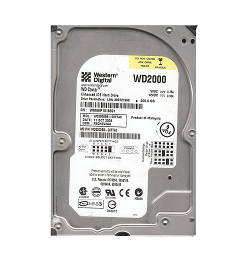 WD2000BB-00FTA0 - Western Digital 200GB 7200RPM EIDE 2MB 3.5" HDD