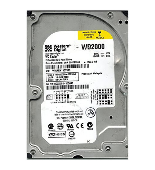WD2000BB-50DWA0 - Western Digital 200GB 7200RPM EIDE 2MB 3.5" HDD
