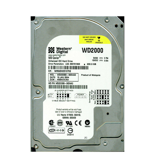 WD2000BB-98DWA0 - Western Digital 200GB 7200RPM EIDE 2MB 3.5" HDD