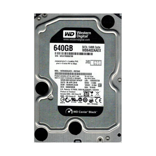 WD6402AAEX-00Z3A0 - Western Digital 640GB 7200RPM SATA 6Gb/s 64MB 3.5" HDD