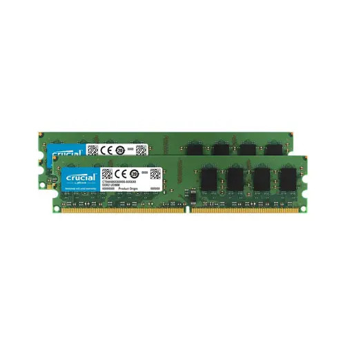 CT2KIT25672AB80E - Crucial Technology 4GB Kit 2 X 2GB DDR2-800MHz PC2-6400 ECC Registered CL5 1.8v 240-Pin DIMM Memory