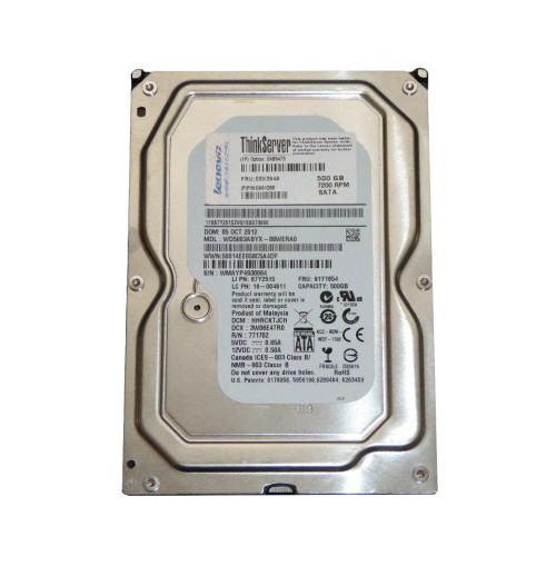 91Y1654 - Lenovo 500GB 7200RPM SATA 6Gb/s 3.5" HDD