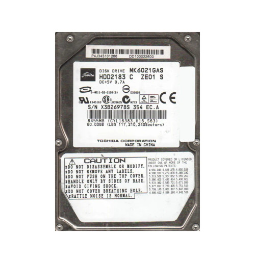 HDD2183C - TOSHIBA 60GB 4200RPM IDE 2.5" HDD
