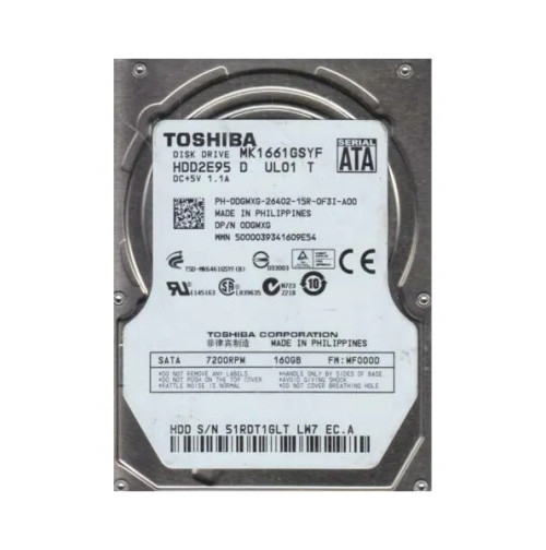 HDD2E95 - TOSHIBA 160GB 7200RPM SATA 16MB 2.5" HDD