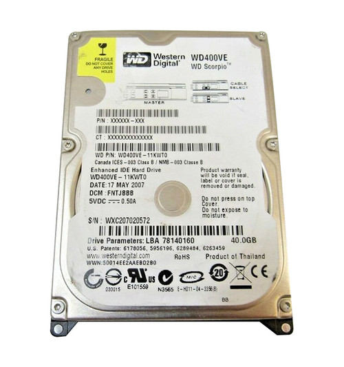 WD400VE-11KWT0 - Western Digital 40GB 5400RPM EIDE 8MB 2.5" HDD