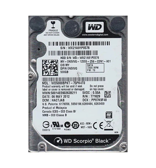 WD WD5000BPKT-75PK4T0 Scorpio Black 500GB 7200RPM SATA 3Gb/s 2.5HDD