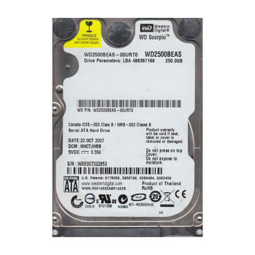 WD2500BEAS-00URT0 - Western Digital 250GB 5400RPM SATA 2.5" HDD