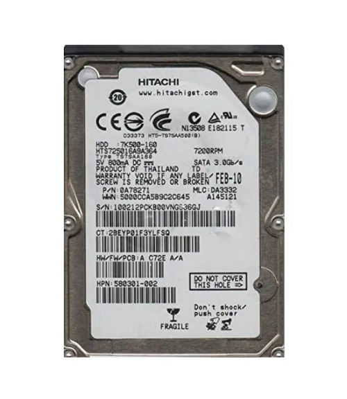Hitachi HTS725016A9A364 Travelstar 7K500 160GB SATA 3Gb/s 2.5HDD