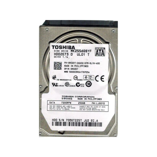 MK2556GSYF - TOSHIBA 250GB 7200RPM SATA 3Gb/s 2.5" HDD