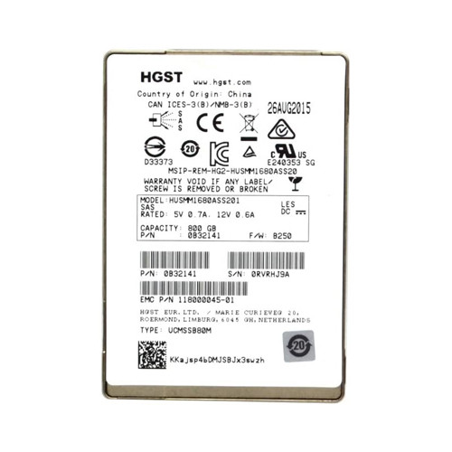 118000045-01 - HGST 800GB SAS 12Gb/s 2.5" SSD