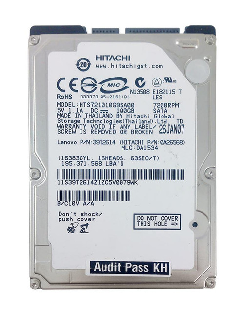39T2614 - IBM 100GB 7200RPM SATA 1.5Gb/s 2.5" HDD