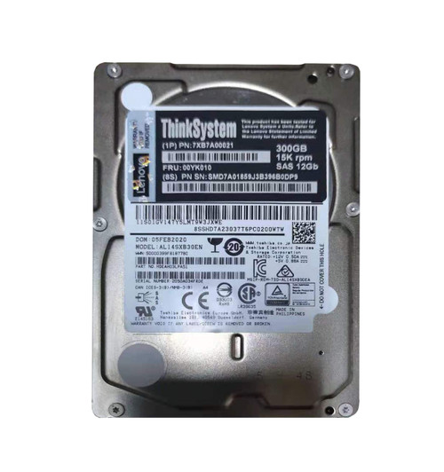 7XB7A00021 - Lenovo 300GB 15000RPM SAS 12Gb/s Hot Swap 512n 2.5-inch Hard Drive