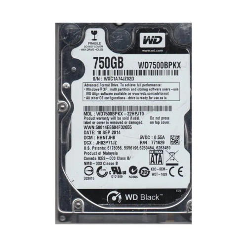 WD7500BPKX-22HPJT0 - Western Digital 750GB 7200RPM SATA 6Gb/s 2.5" HDD