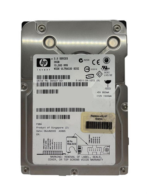 364327-001 - HP 36.4GB 15000RPM Ultra320 SCSI 3.5" HDD