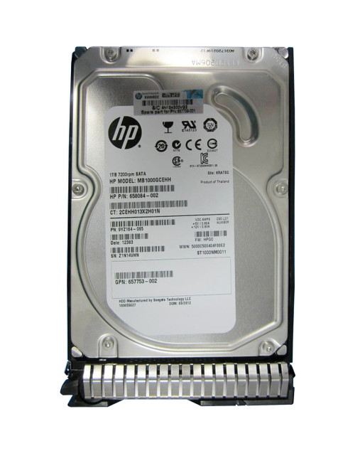 657753-002 - HP 1TB 7200RPM SATA 6Gb/s LFF 3.5-inch Midline Hard Drive with Tray for Gen8/9 ProLiant Server