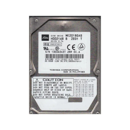HDD2168H - TOSHIBA 20GB 4200RPM 2.5" IDE HDD