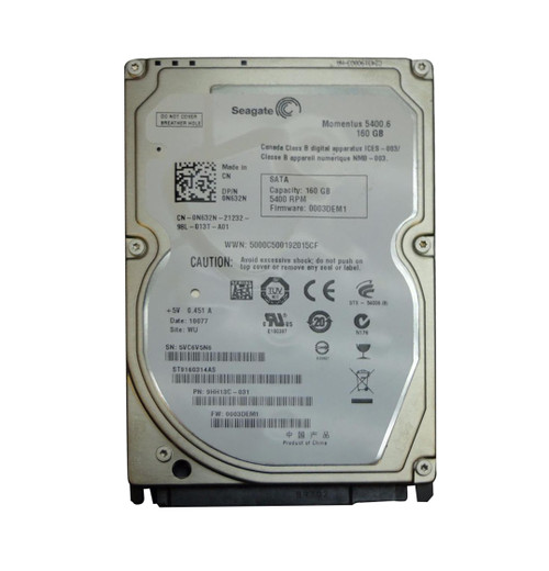N632N - Dell 160GB 5400RPM SATA 8MB 2.5" HDD