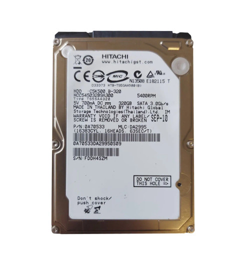 HCC545032B9A300 - HGST 320GB 5400RPM SATA 8MB 2.5" HDD