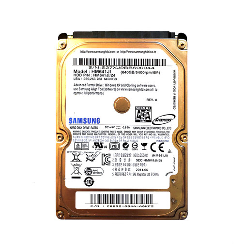 HM641JI/Z4 - Samsung Spinpoint M7E 640GB 5400RPM SATA 3Gb/s 8MB Cache 2.5-Inch Hard Drive