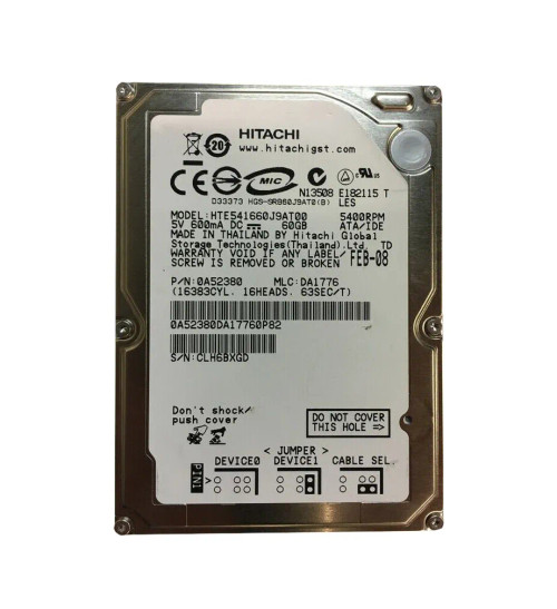 HTE541660J9AT00 - Hitachi 60GB 5400RPM 2.5" IDE HDD