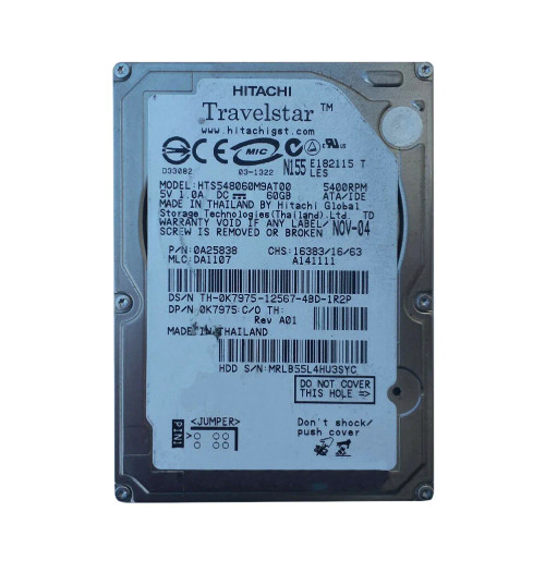 Hitachi 60GB 5400RPM 2.5 Travelstar Hard Drive for ATA 100 with 8MB Cache
