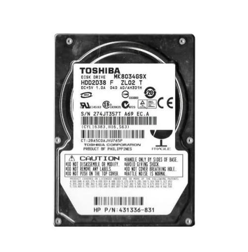 HDD2D38 - TOSHIBA 80GB 5400RPM SATA 8MB 2.5" HDD