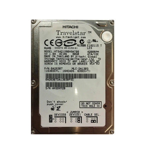 0A26307 - Hitachi 80GB 4200RPM 2.5" IDE 8MB HDD