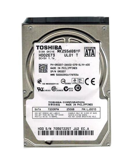 HDD2E73 - TOSHIBA 250GB 7200RPM SATA 16MB 2.5" HDD