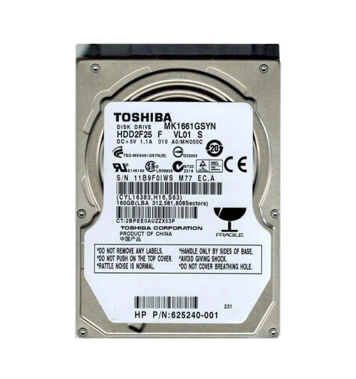 HDD2F25 - TOSHIBA 160GB 7200RPM SATA 16MB 2.5" HDD