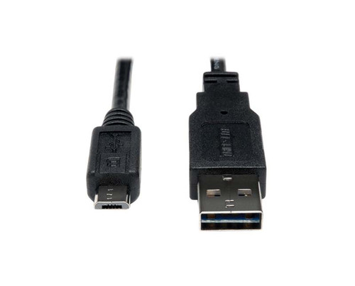 UR050-001-24G - Tripp Lite 0.31m Universal Reversible USB 2.0 Hi-Speed Cable, 28/24AWG Reversible A to 5Pin Micro B M/M