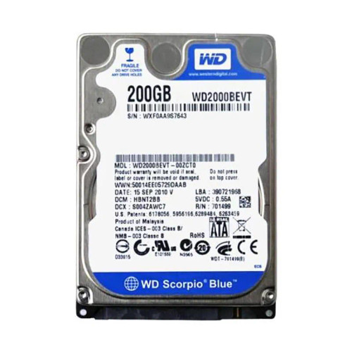 WD2000BEVT-00ZCT0 - Western Digital 200GB 5400RPM SATA 8MB 2.5" HDD