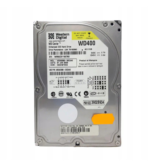 WD400BB-00CXA0 - Western Digital 40GB 7200RPM EIDE 2MB 3.5" HDD