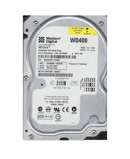 WD400BB-00DKA0 - Western Digital 40GB 7200RPM EIDE 2MB 3.5" HDD