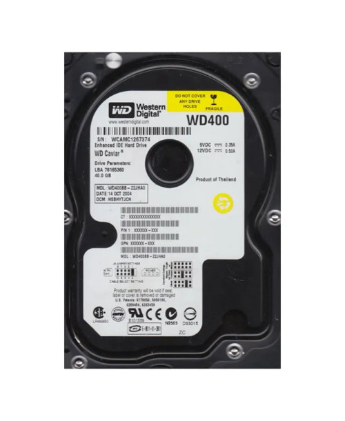 WD400BB-22JHA0 - Western Digital 40GB 7200RPM EIDE 2MB 3.5" HDD