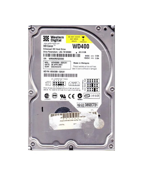 WD400BB-32AUA1 - Western Digital 40GB 7200RPM EIDE 2MB 3.5" HDD