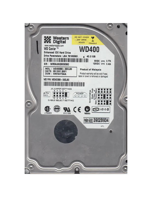 WD400BB-32CLB0 - Western Digital 40GB 7200RPM EIDE 2MB 3.5" HDD