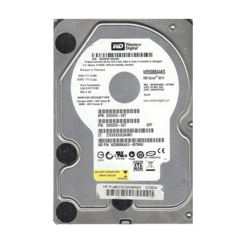 WD5000AAKS-65TMA0 - Western Digital 500GB 7200RPM SATA 3Gb/s 16MB 3.5" HDD