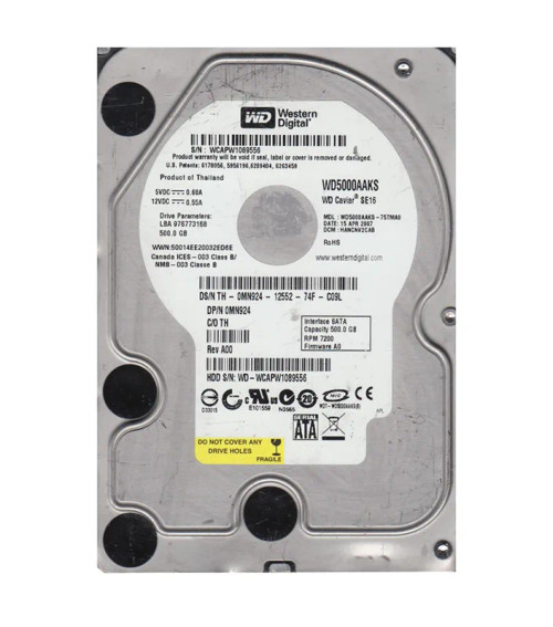 WD5000AAKS-75TMA0 - Western Digital 500GB SATA 7200RPM 3.5" 16MB HDD