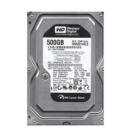 WD5001AALS-00LWTA0 - Western Digital 500GB 7200RPM SATA 3.5" HDD