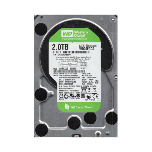 WD20EADS-32S2B0 - Western Digital 2TB 5400RPM SATA 3Gb/s 32MB 3.5" HDD