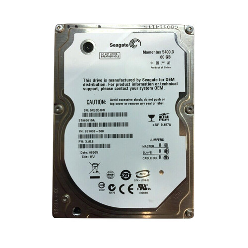 9S1036-508 - Seagate Momentus 5400.3 Series 60GB 5400RPM IDE Ultra ATA/100 ATA-6 8MB Cache CE 2.5-Inch Hard Drive