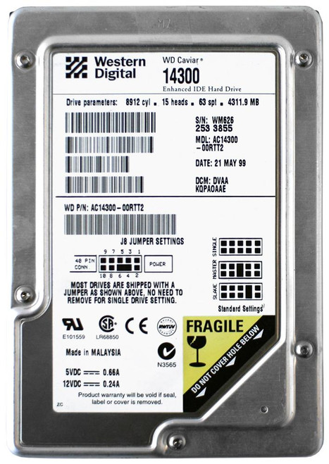AC14300-00RTT2 - Western Digital 4.3GB 5400RPM EIDE 3.5" HDD