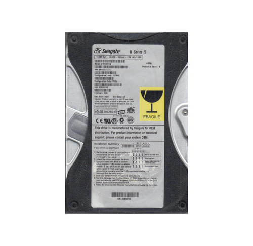 9R4005-279 - Seagate U5 Series 10GB 5400RPM IDE Ultra ATA/100 ATA-6 512KB Cache CE 3.5-Inch Hard Drive