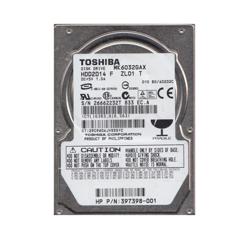 HDD2D14F - TOSHIBA 60GB 5400RPM IDE ATA-100 8MB 2.5" HDD