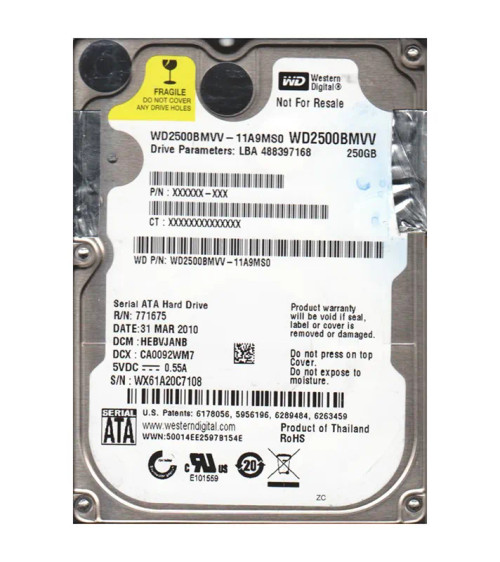 WD2500BMVV - Western Digital 250GB 5400RPM USB 2.0 2.5" HDD