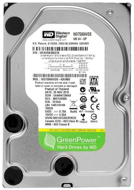 WD7500AVDS-63U8B0 - Western Digital 750GB SATA 5400RPM 3.5" HDD
