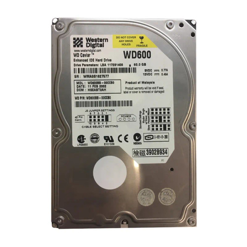 WD800BB-00CCB0 - Western Digital 80GB 7200RPM EIDE 2MB 3.5" HDD