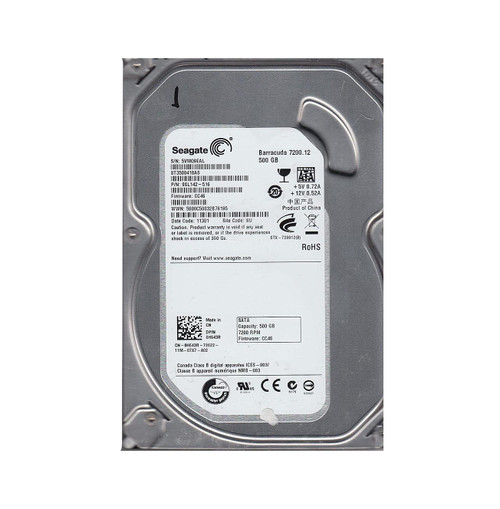 Seagate BarraCuda 7200.12 500GB SATA Hard Drive 9SL142-516 - 7200RPM, 16MB Cache, 3.5-Inch - Compatible with CE devices