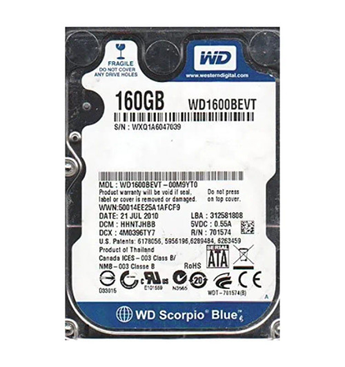 WD1600BEVT-00M9YT0 - Western Digital 160GB 5400RPM SATA 8MB 2.5" HDD
